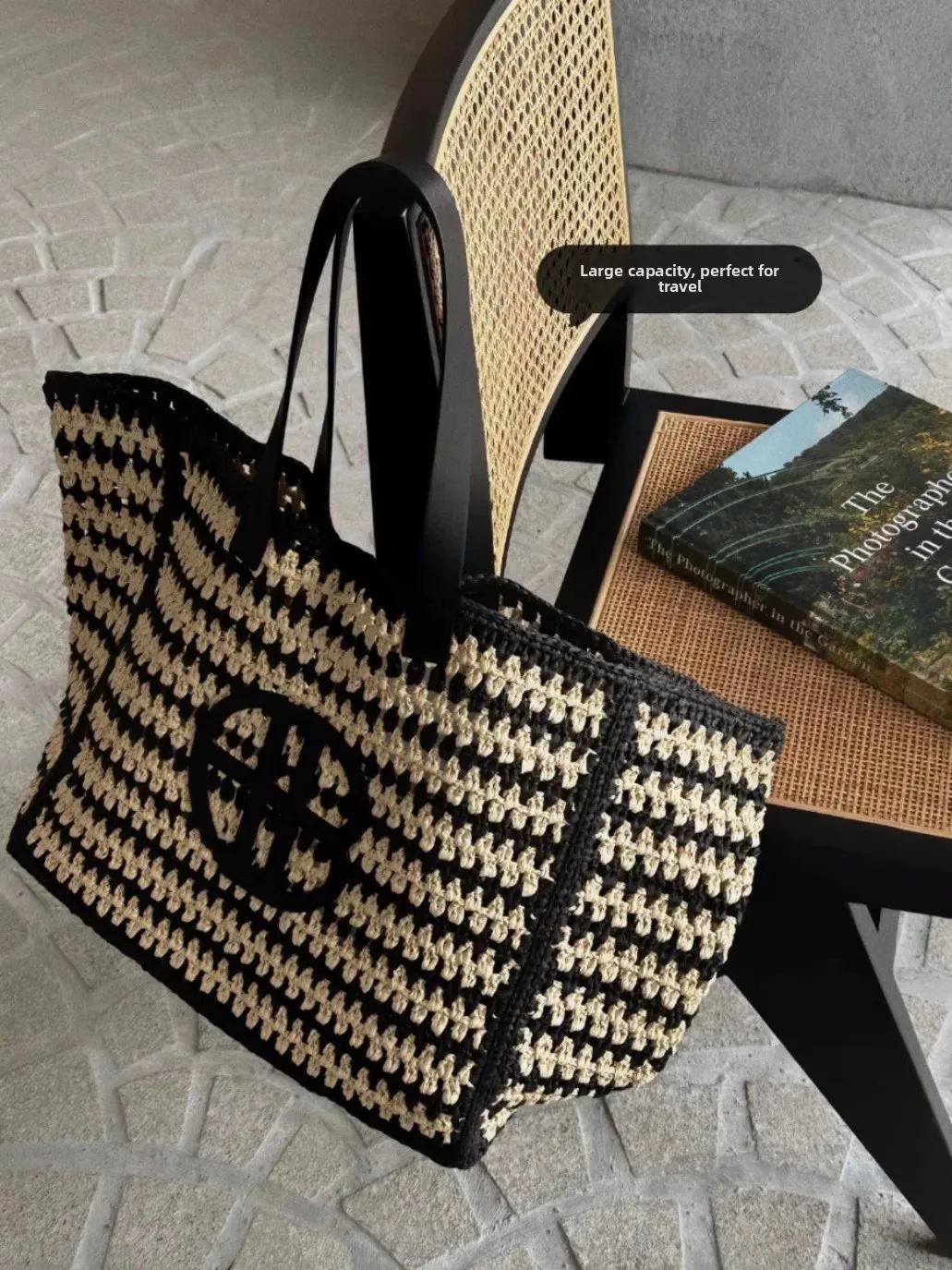 

Trendy Versatile Straw Woven Tote Bag Color Block Shoulder Bag Small Design 2024 Commute PU Leather Modern Neutral Style