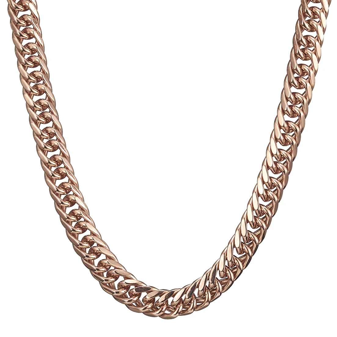 Rose Gold Color 316L Stainless Steel 13/16mm Wide Curb Cuban Link Chain Necklace for Men Women Fashion Jewelry 7-40inch