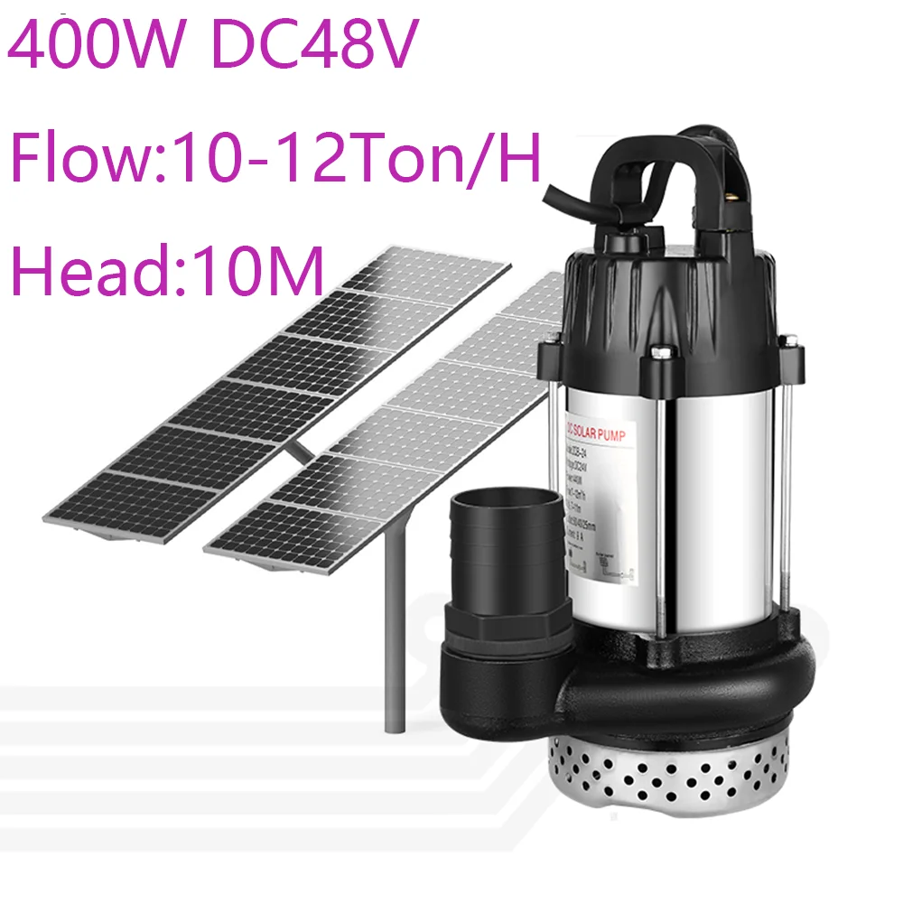 

400W DC48V High Flow 10Tons/H Solar Household Irrigation Submersible Pump Brushless Motor Solar Water Pump 10M Head