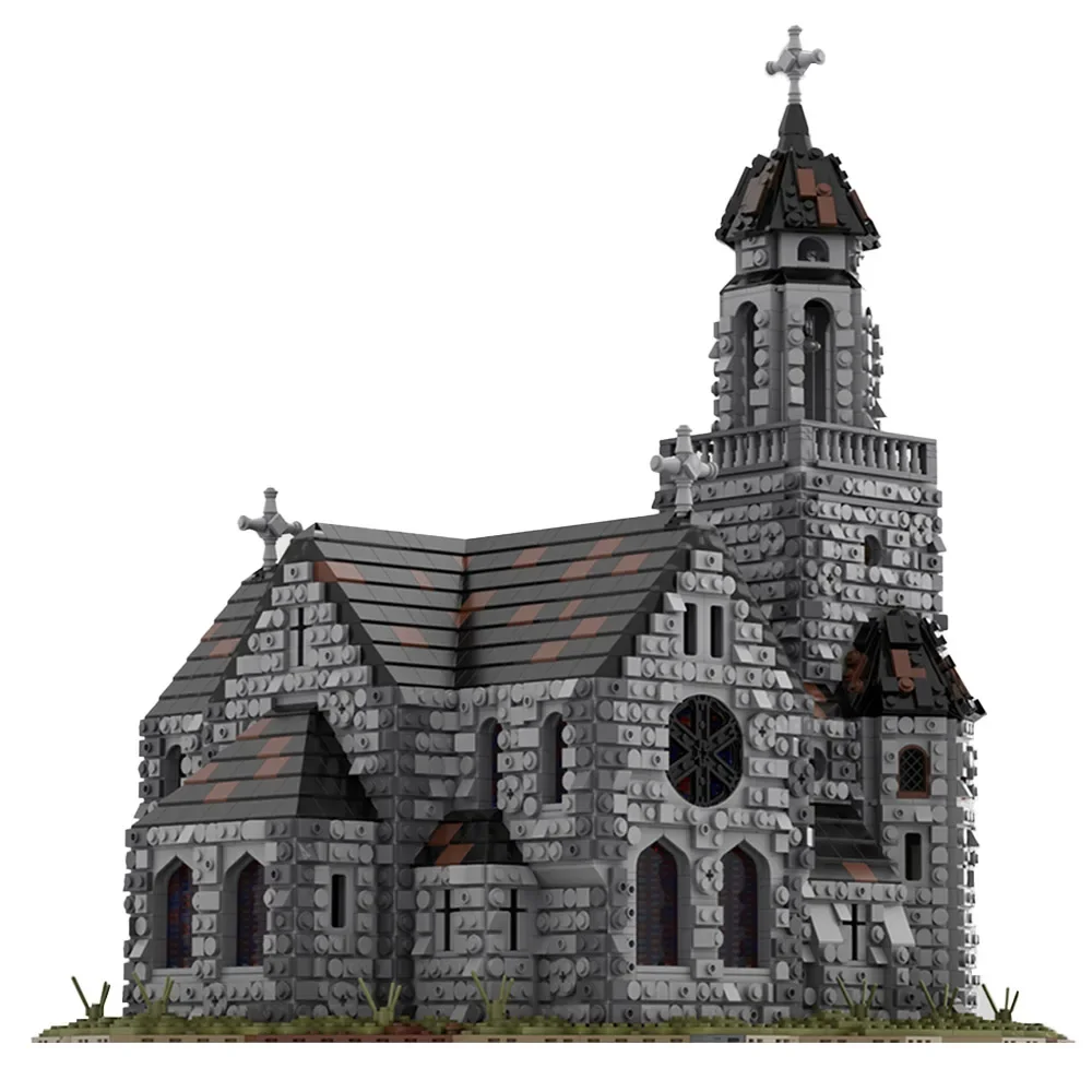 Modular Medieval Church Winter Style Cathedral Andrew\'s Church Building Block Toys Set for Adults and Kids Christmas Gifts