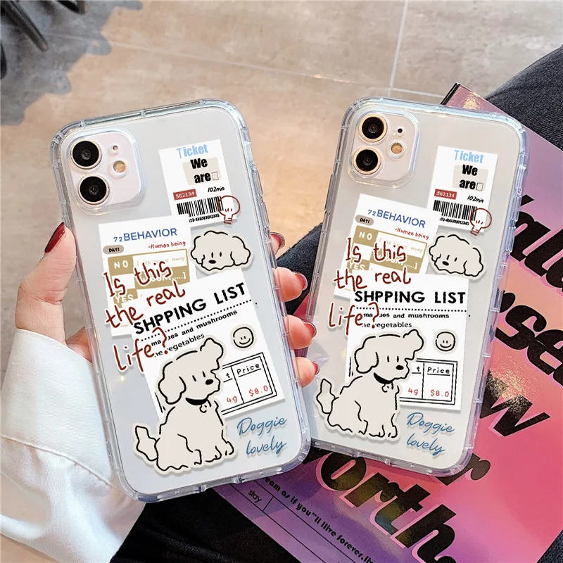 Cartoon Hund Transparente Telefon Fall Für iPhone 15 17 Pro Max 17 Air 13 14 12 iPhone 11 Pro 16 Silikon stoßfest Funda Abdeckung
