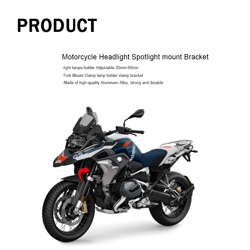 R1200GS R1250GS LED Lights Bracket Auxiliary Lights Fog Lights Brackets For BMW R1200 GS R 1250GS ADV Adventure GSA 2004-2023