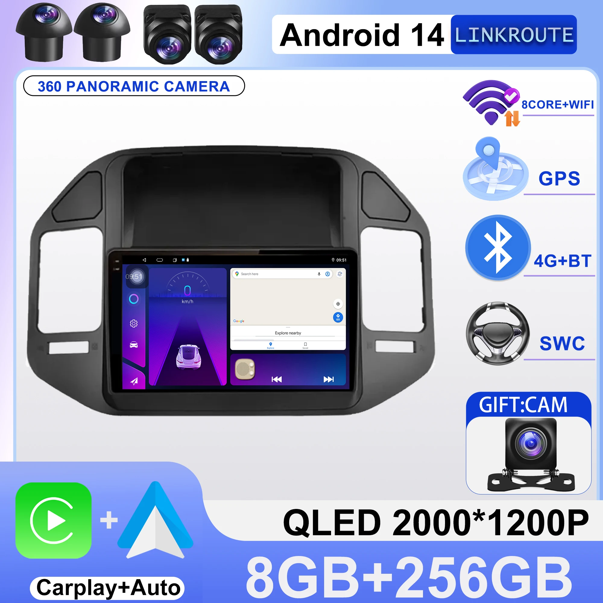 

9 inch Navigation GPS Intelligent System for Mitsubishi V73 Pajero 2004 2005 2006 2007 - 2011 QLED IPS Screen Wireless Carplay