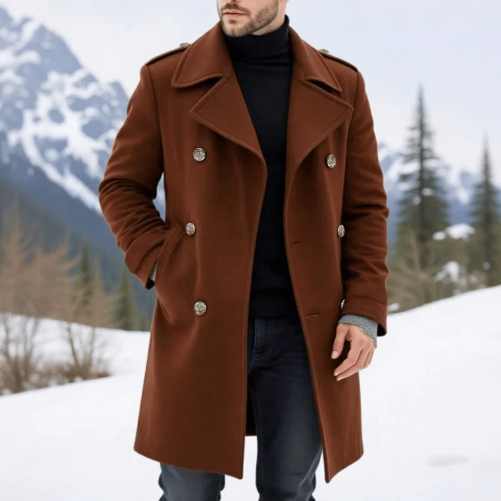 

Stylish Men's Woolen Coat Long Jacket For Autumn Warmth Outdoor Streetwear Style Gentleman Commuter Outerwears
