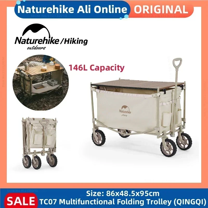 Naturehike Folding Wagon Organizer Cart Wheels Foldable Trolley Camping Wagon Market Car Large Capacity Shopping Push Cart Dolly