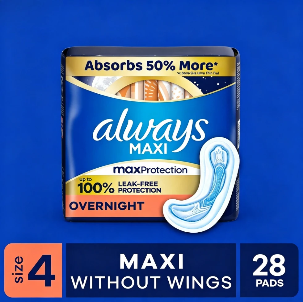 ICUTE-Maxi Pads Overnight Absorbency Heavy Flow No Wings Size 4 28 Count Sanitary Napkins for Women Ultra Long Super Thick Menstrual Pads,Best Seller
