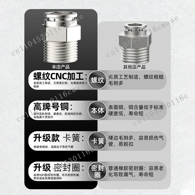 Copper Pneumatic Quick Coupling Stainless Steel Quick Screw Coupling 8mm Through PC4-M5/6-01/10 - 03/12-04