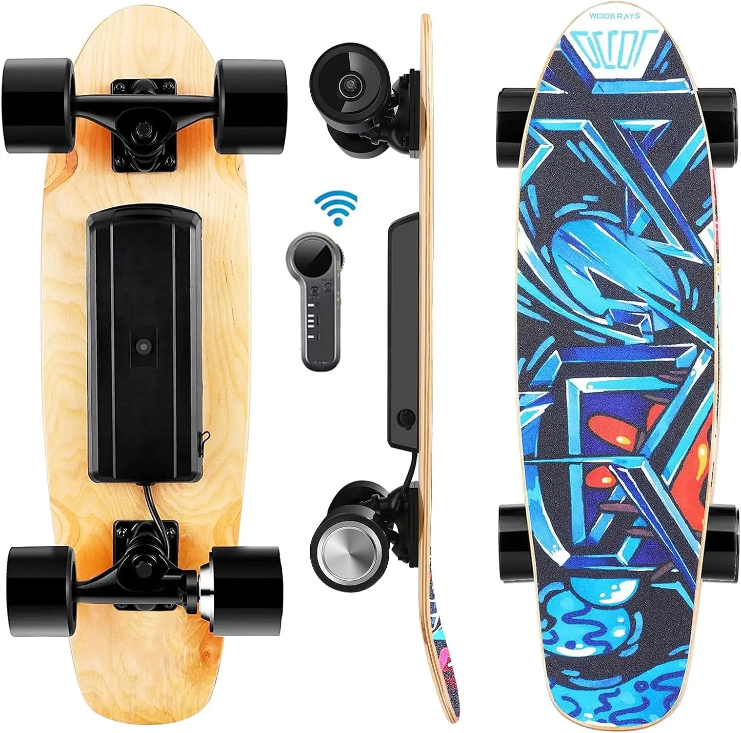 Electric Skateboards with Remote, 12.4 MPH Top Speed & 8 Miles Range, Electric Longboard for Adults Teens, 3 Speed Settings for