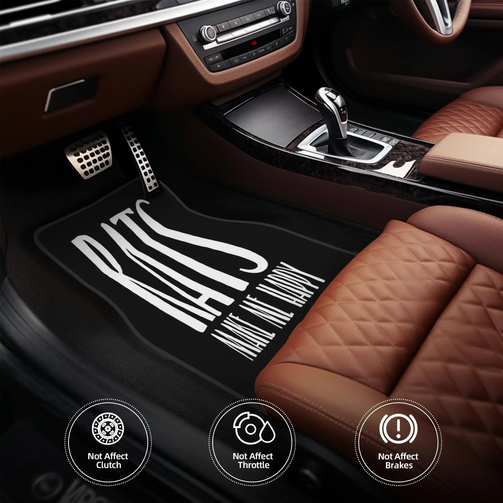 4pcs Rats Make Me Happy Black Car Floor Mats, Durable, Fit For Cars, Ideal Gift, Vehicle Interior Mats, Playful Design, Durable
