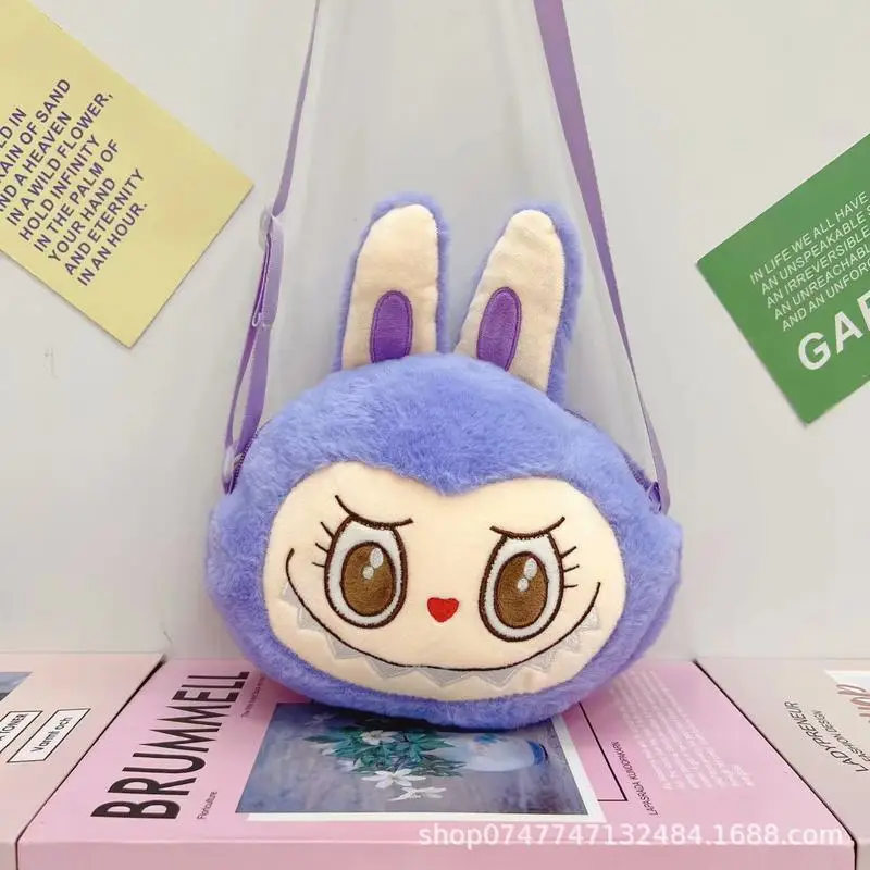 Hot Selling Labubu Crossbody Bag Cute Long Ears Big Mouth Rabbit Cartoon Anime Plush Toy Doll Versatile Boutique Gift Girl Child