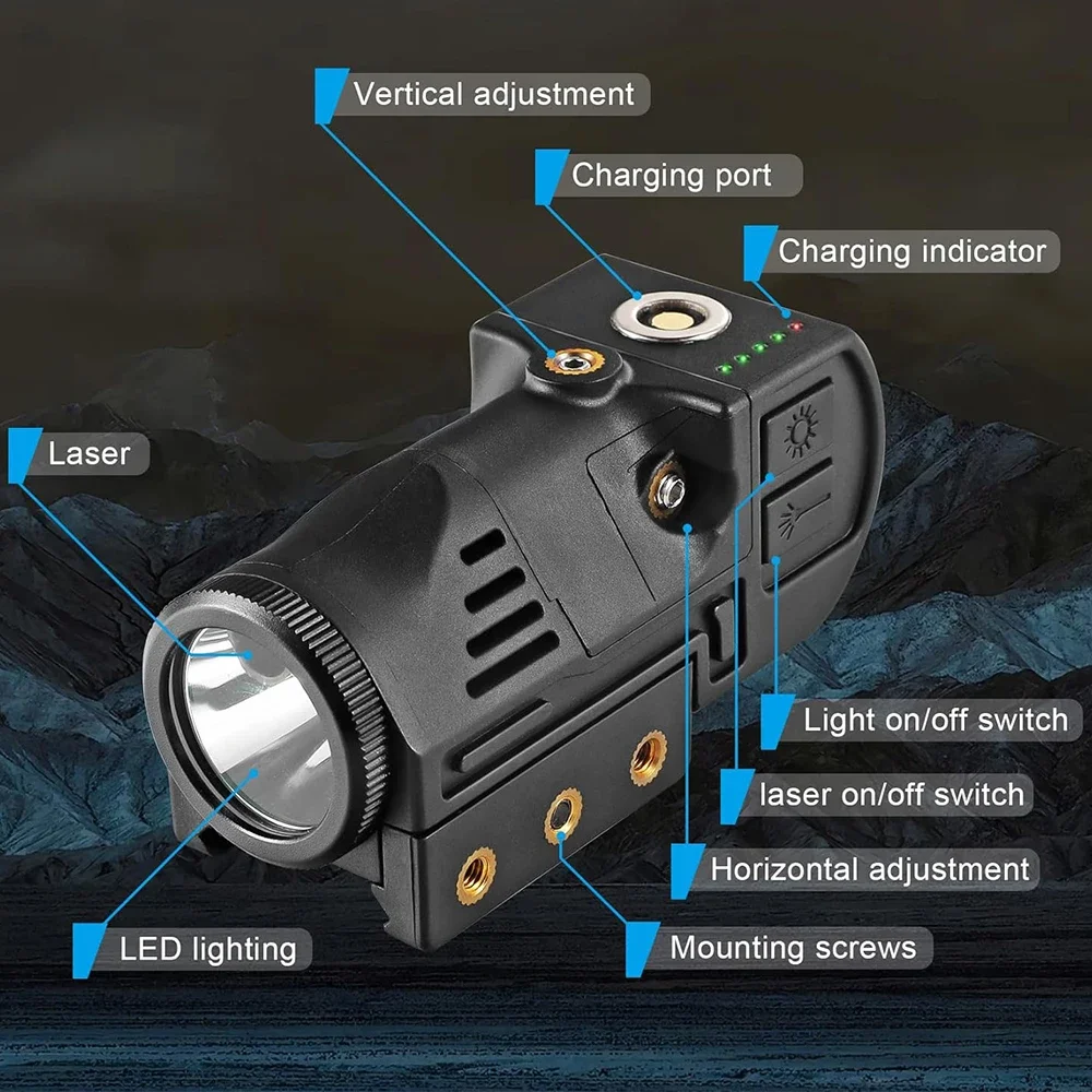 Richfire Tactical Flashlight 2 In 1 Green Light &Combo Compact Magnetic Charging Gun Light Shooting for 20mm Picatinny Rail - view 2