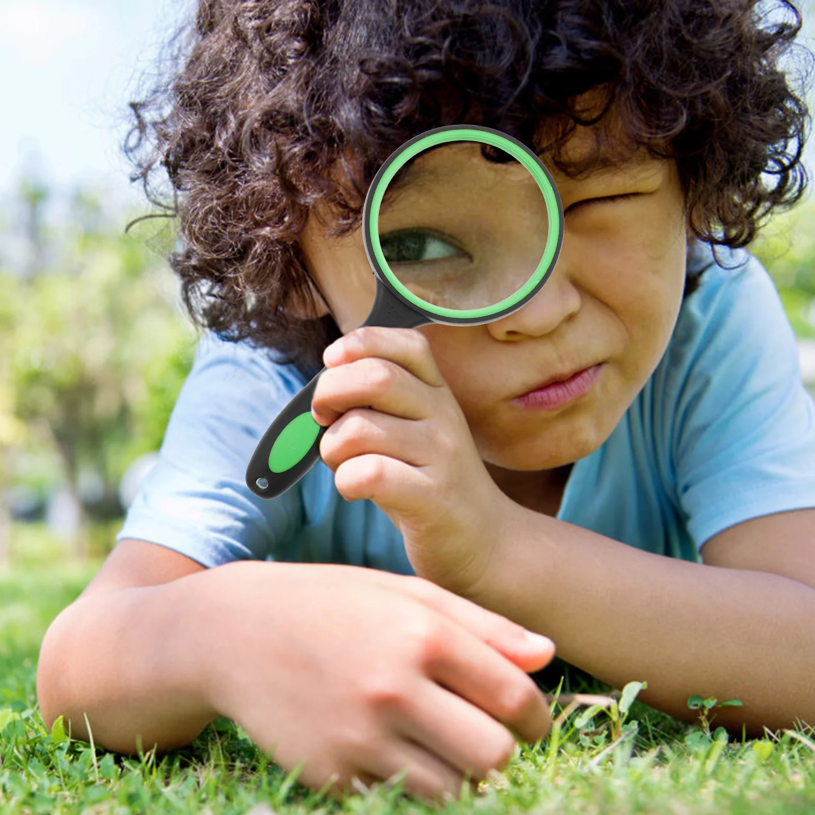 

1Set Rubber Handheld Magnifying Glass Portable Reading Magnifier for Elderly Kids Cognitive Learning Observation