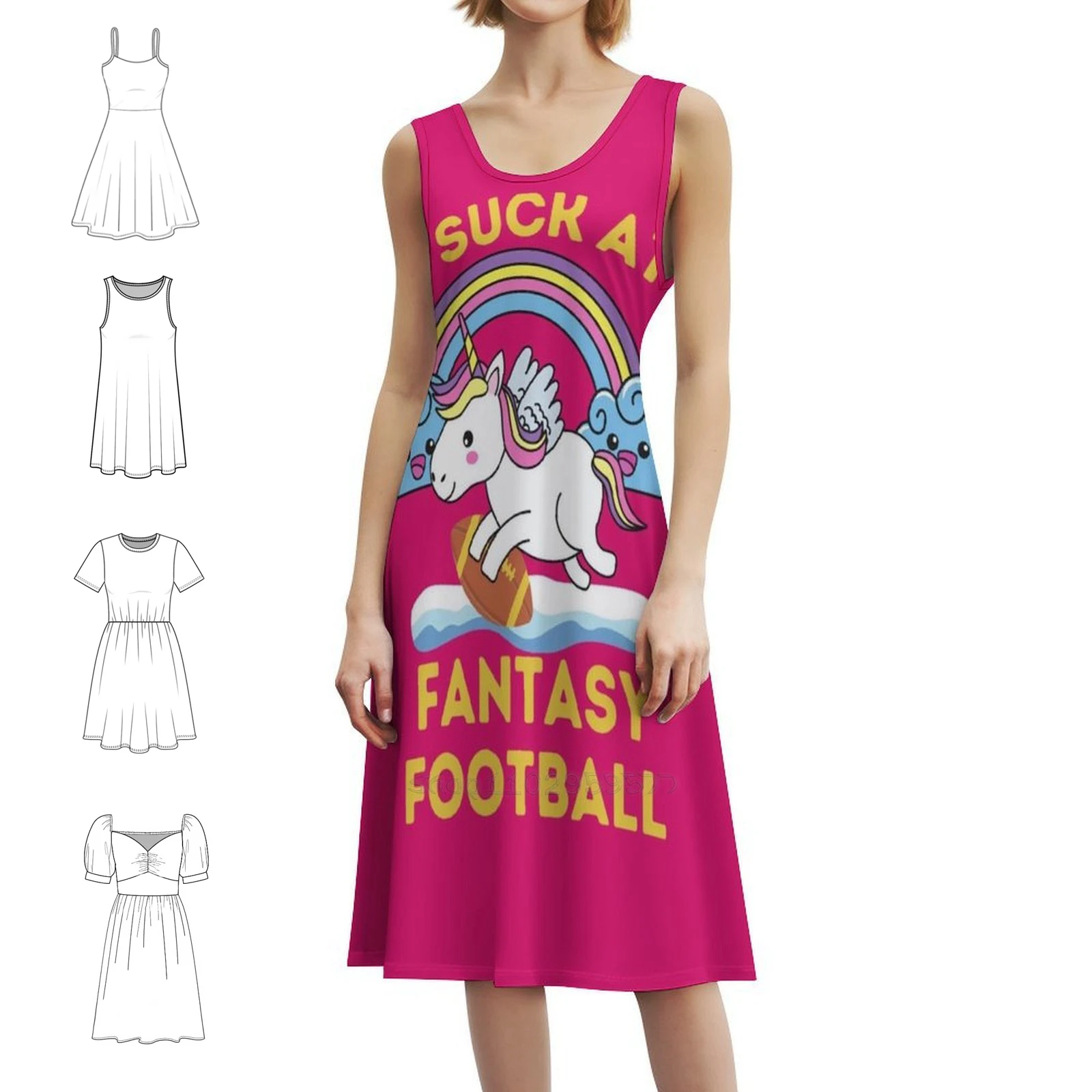 فستان I Suck At Fantasy Football النسائي الأنيق للحفلات على شكل حرف A مع خيارات قصيرة/طويلة/بدون أكمام I Suck At Fantasy