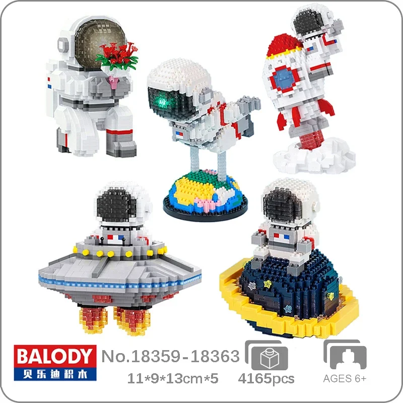 Balody Space Astronaut Spaceman UFO Flower Fly Rocket Earth Star Spacecraft Mini Diamond Blocks Bricks Building Toy Gift No Box