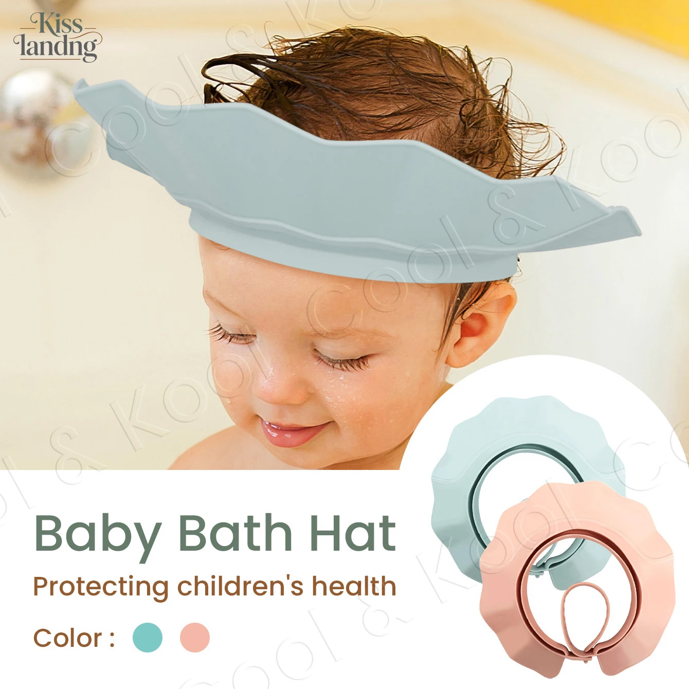 

Baby Bath Shower Cap, Waterproof with Eye Shield for Tear-Free Hair Wash, Soft & Adjustable Fit