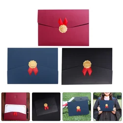 3 Pcs Certificate Envelope Covers Diploma Graduation Holder Frame Holders Paperboard File Folder Document Blue Folders