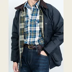 Firmranch Amekaji British Vintage Hunting Jacket With Corduroy Collar Cargo Trench Coat Autumn Winter Blazer For Men Women