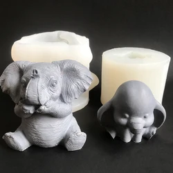 Cute Elephant Silicone Candle Mold 3D Animal Crafts Decoration Resin Plaster Soap Making Tool DIY Chocolate Ice Cube Baking Mold