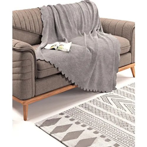 Else Carpet Else Gray Double Sided Slip-Resistant Chenille Single Seat Cover Sofa Throw