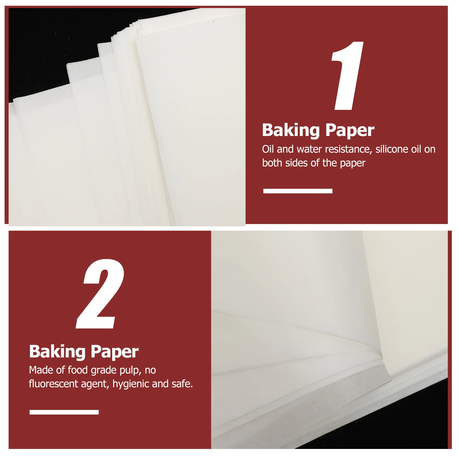

50pcs Baking Paper Parchment Sheets For Cake Bread Non-Stick Oil Water Resistant Food Grade Silicone Coating Household Baking