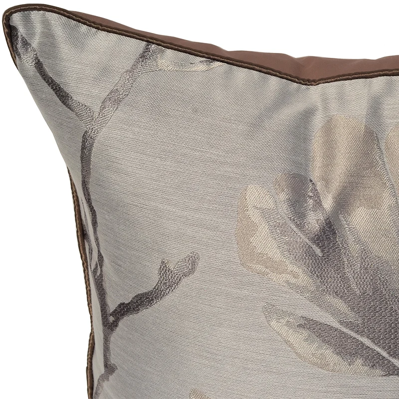 DAVINRICH Magnolia Blossom Jacquard Throw Pillow Cover Modern Simple Luxury Cushion Case 45x45cm Gray For Couch Sofa Living Room