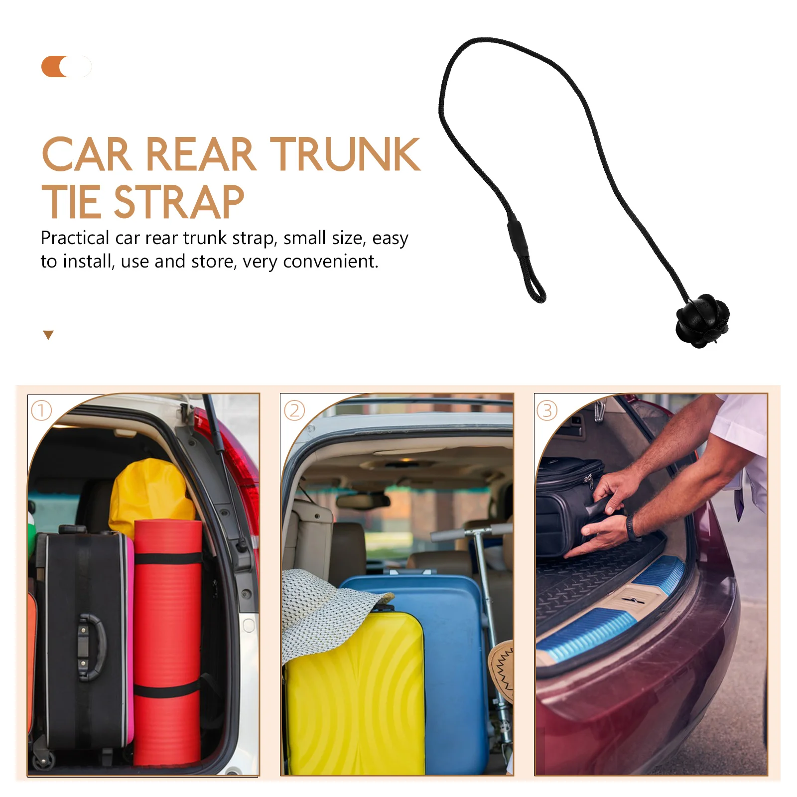 

Car Rear Trunk Strap Shelf String Tie Ball Small Size Easy Install Store Practical Sturdy Materials Long Use Trunk