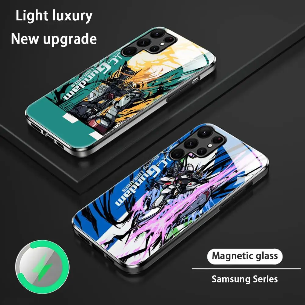 Robot G-Gundam Anime Phone Case For Samsung S24 S23 S22 S21 S20 Plus Ultra Note20 Glass Magnetic Phone Case