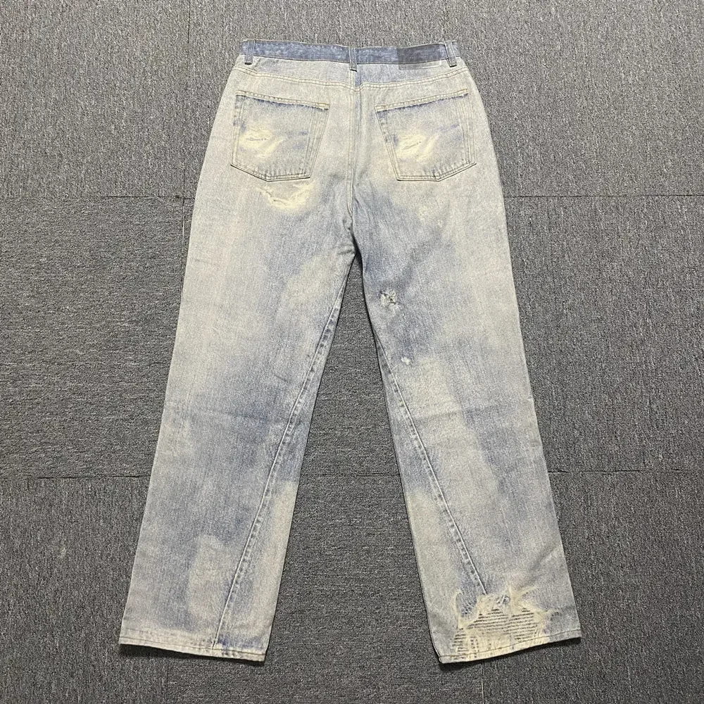 Our Legacy أعلى جودة الجينز الأزرق المطبوع للرجال الذكور غسلها السراويل فضفاضة Y2k الملابس عارضة الدنيم السراويل