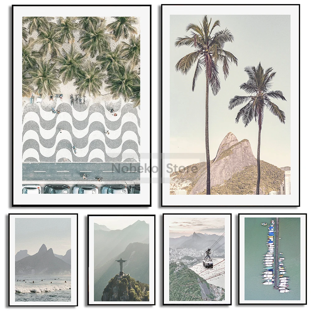 Rio de janeiro paisagem cartazes brasil viagem copacabana praia imprime pintura em tela arte da parede fotos casa sala de estar dezembro