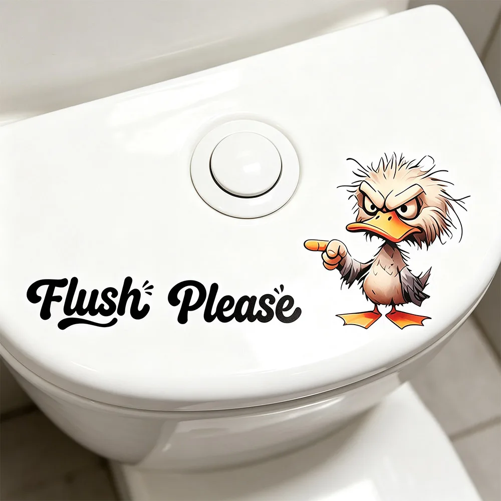 Cute Design Self-adhesive Toilet Sticker PVC Waterproof Wall Sticker Decoration Funny Bathroom Decal Bathroom Decor