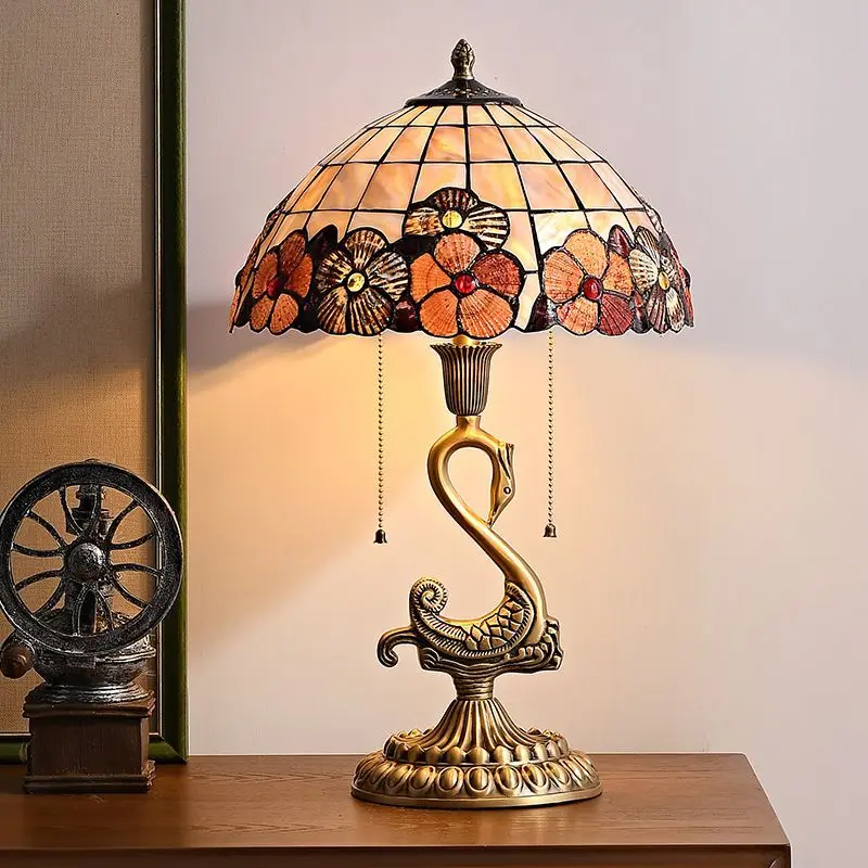 SOFEINA European Retro Brass Table Lamp LED Modern Creative Swan Copper Desk Light for Home Living Room Bedroom Decor