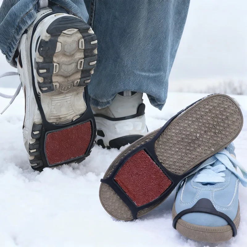 Противоскользящие ледяные когти с грубым песком для зимней уличной прогулочной обуви, нескользящая безопасная универсальная силиконовая марля, материал