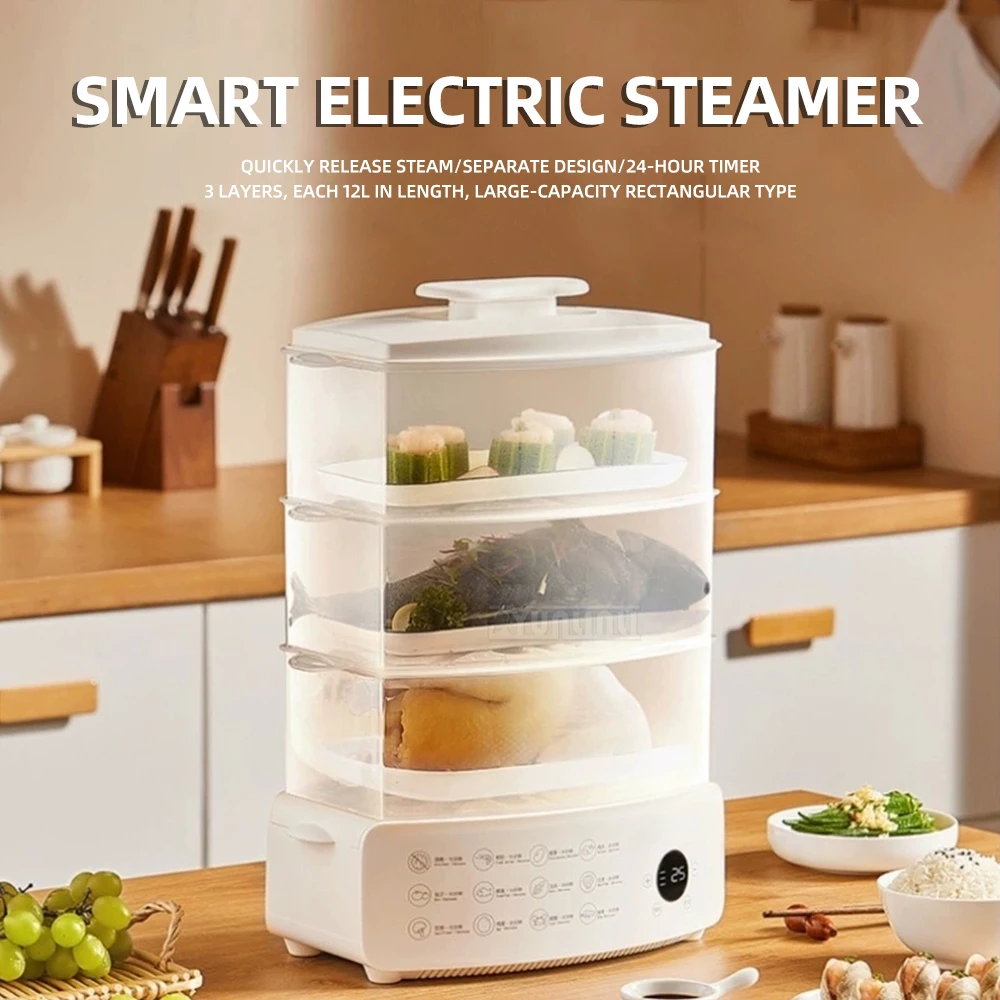 Cuiseur à vapeur électrique de cuisine, marmite à vapeur domestique de grande capacité, Machine à petit déjeuner tactile intelligente