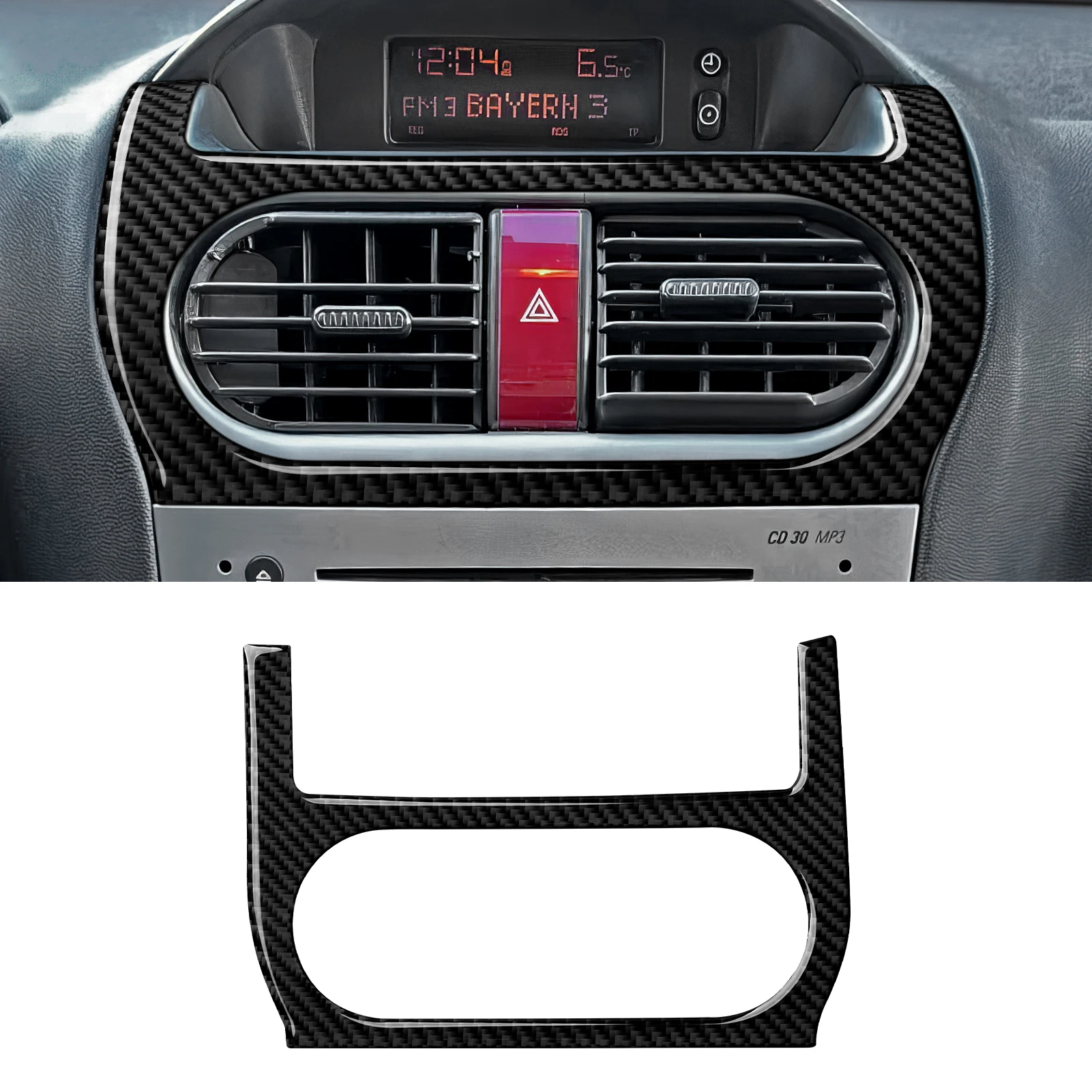 Para Chevrolet Combo Corsa Montana Tornado Tigra TwinTop Trim. Panel de salida de aire para consola central de coche. Adhesivo interior de fibra de carbono.