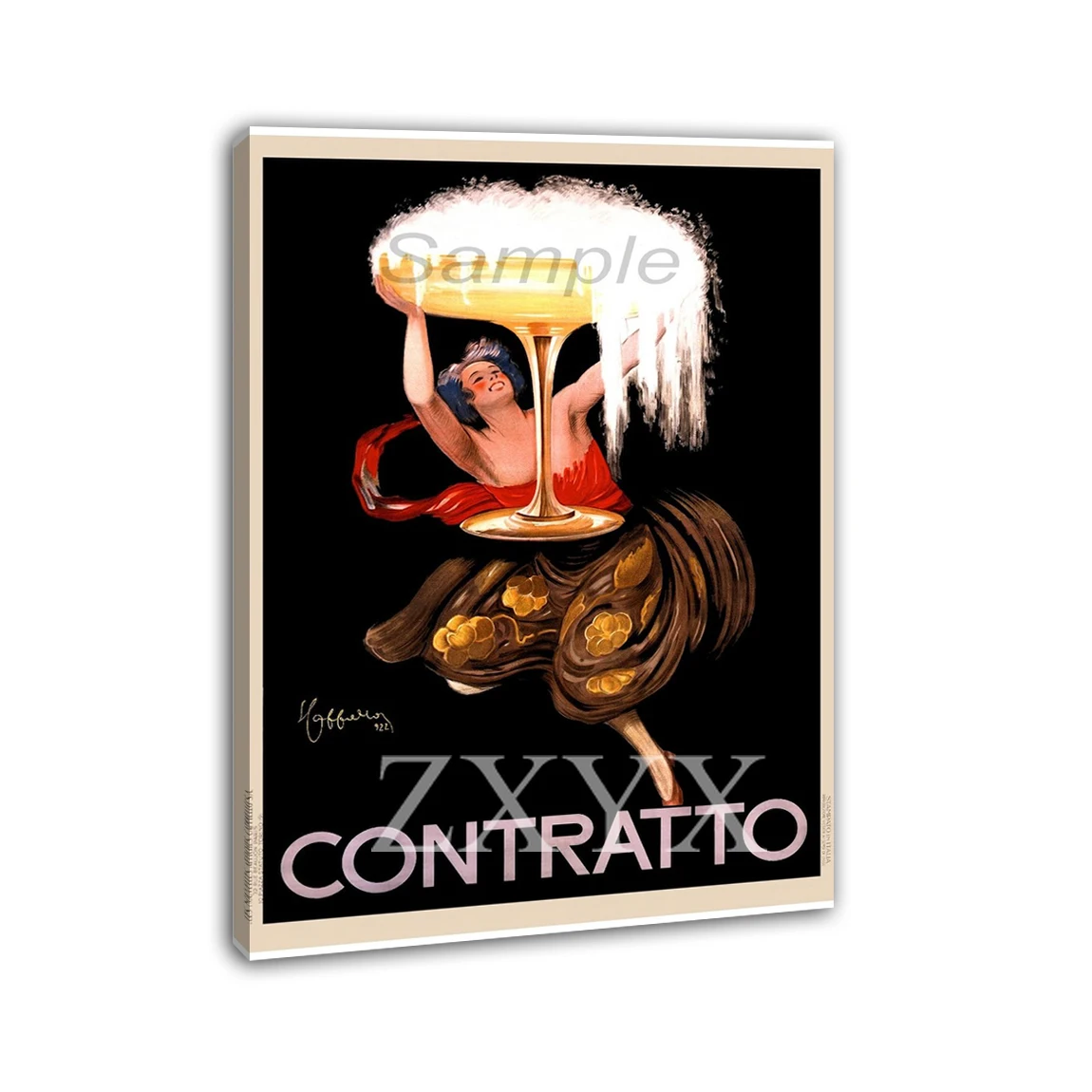 Vintage 1922 Contratto Advertising Framed Poster Print Home Decor Wall Art Painting Oil Canvas