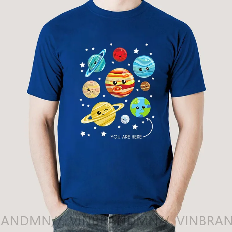 Cute Cartoon Planets Stars T-shirt Astronomy Space Galaxy tshirt Cosmos Solar System Dwarf Planets T shirt men Boys Tee