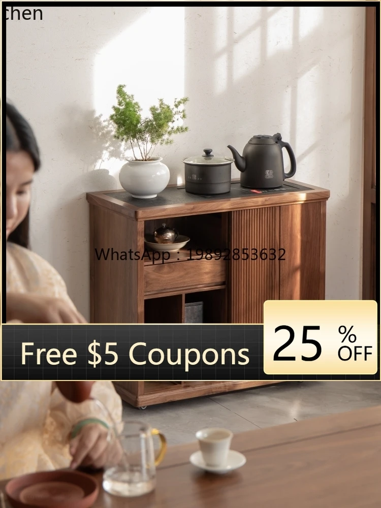 

U2 tea cabinet black walnut log coffee table solid wood