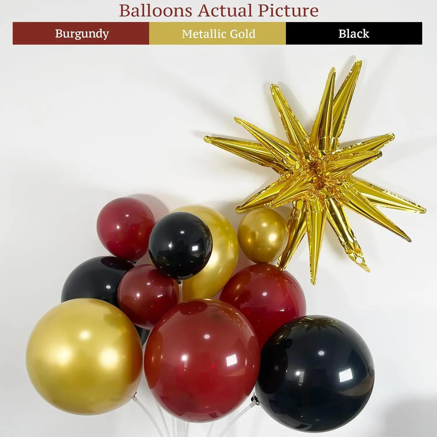128PCS Black Gold Burgundy Balloons Arch Garland Kit for Party Decoration, Birthday, Christmas,Graduation Wedding Baby Shower - view 5