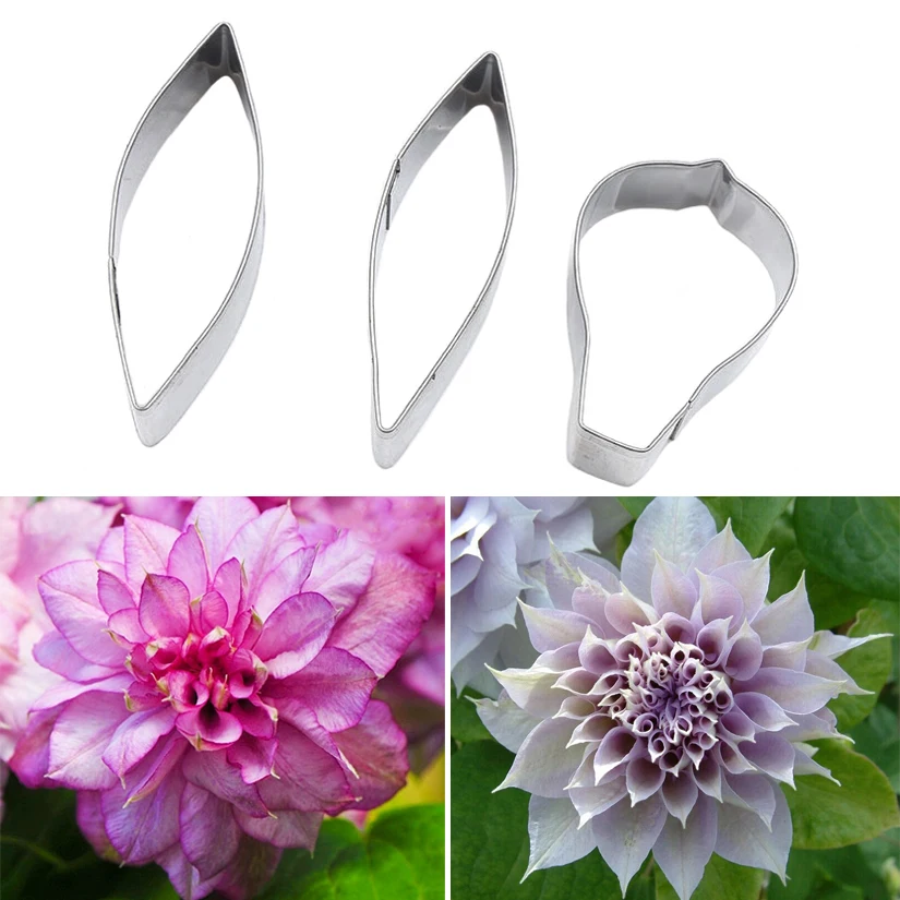 3 pcs/set Stainless Steel Clematis Petal Cutters Biscuit Jelly Fondant Cookie Cutters Cake Decorating Tools