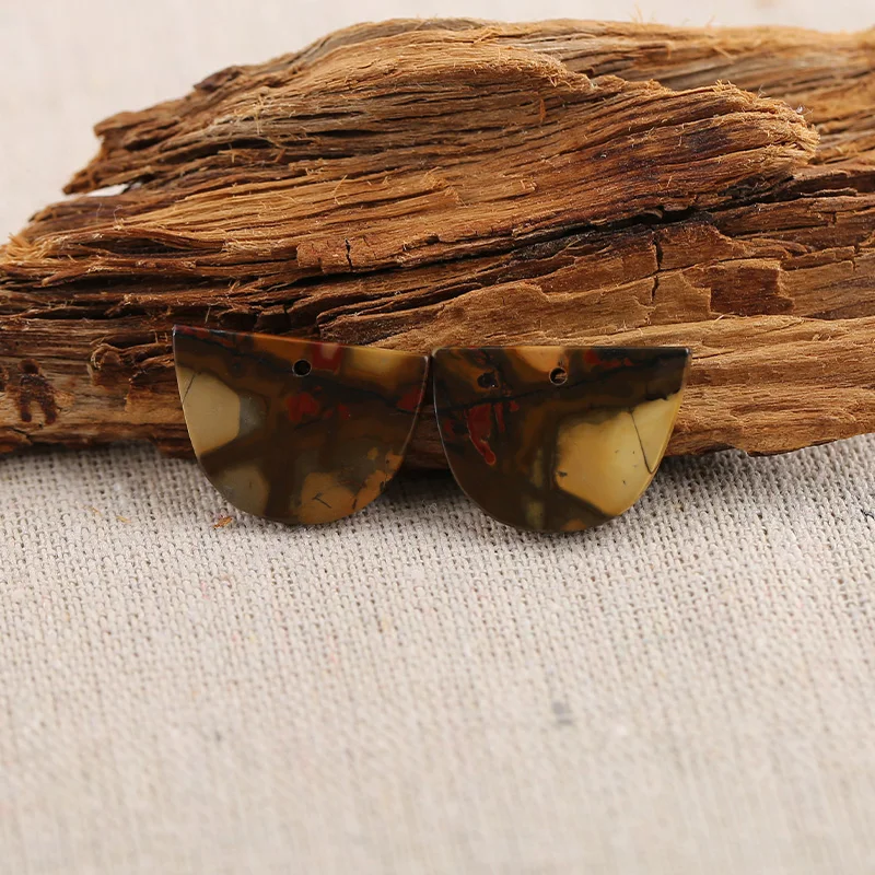 B&F Double hole Multi-Color Picasso Ja Earring Beads, Handmade Natural stones beads, Polished Stones for jewelry Making Supplies