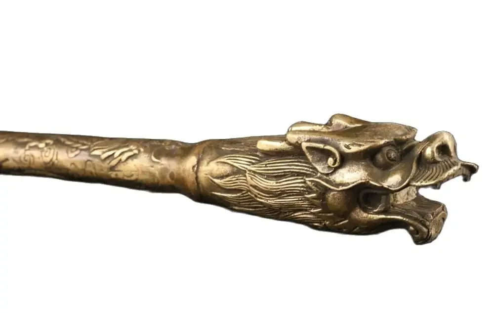 35cm SUPERB COLLECTION VINTAGE DECORATION BRASS CASTING LIFELIKE SHOE HORN Longevity Star Bead