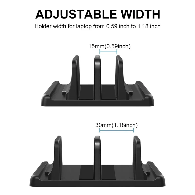 Supporto verticale universale per laptop Supporto per laptop da scrivania a 3 slot Docking station per laptop portatile Supporto per notebook desktop regolabile
