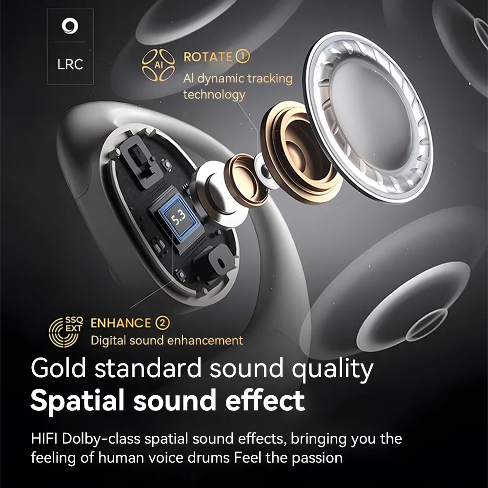 ワイヤレスヘッドセット骨伝導イヤホンオープンイヤースポーツ Bluetooth ヘッドフォン HiFi ステレオノイズリダクションイヤフォンマイク付き