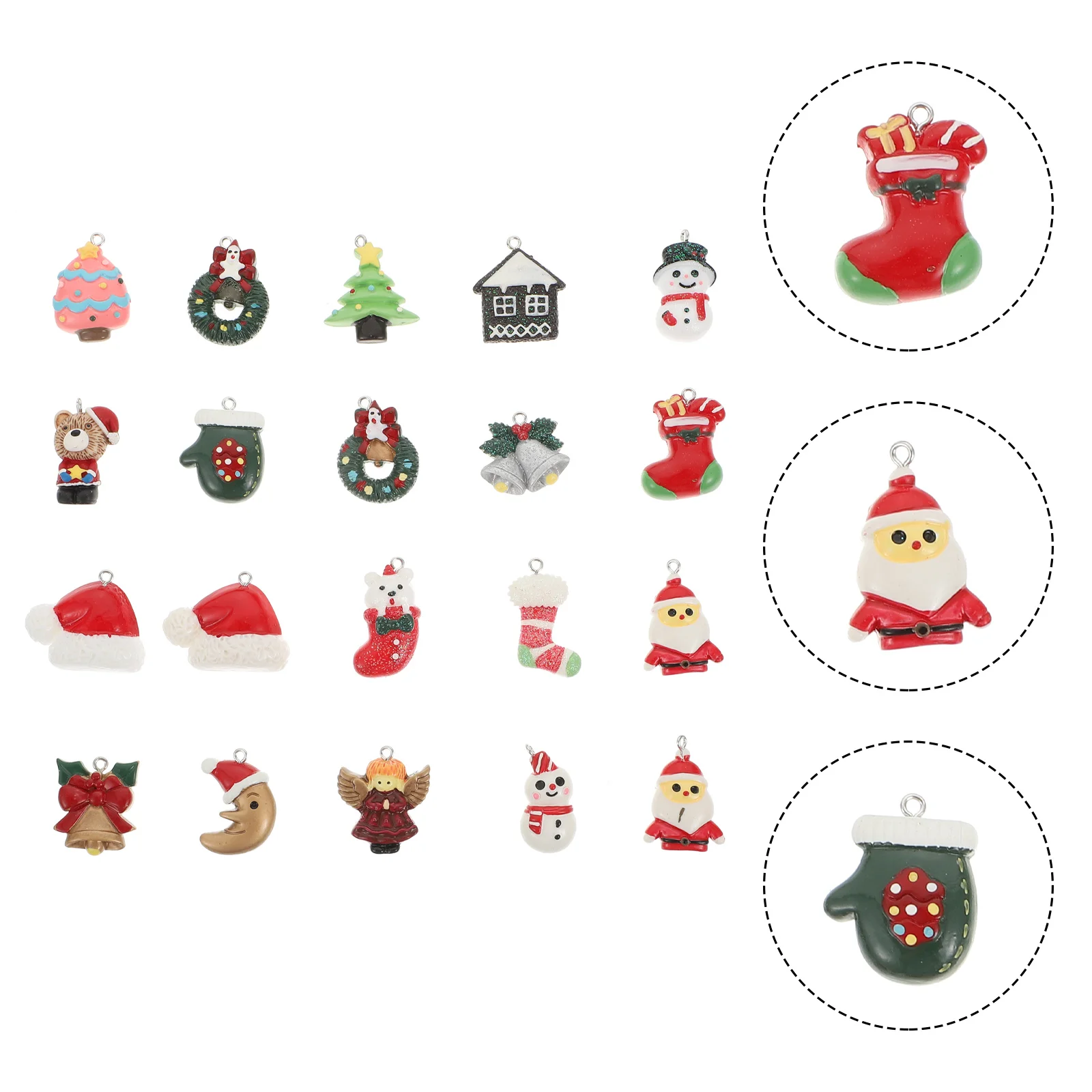 

20 Pcs Resin Pendant Ornaments DIY Jewelry Findings Christmas Charm Cartoon Pendants Decoration Earrings Xmas Style Making
