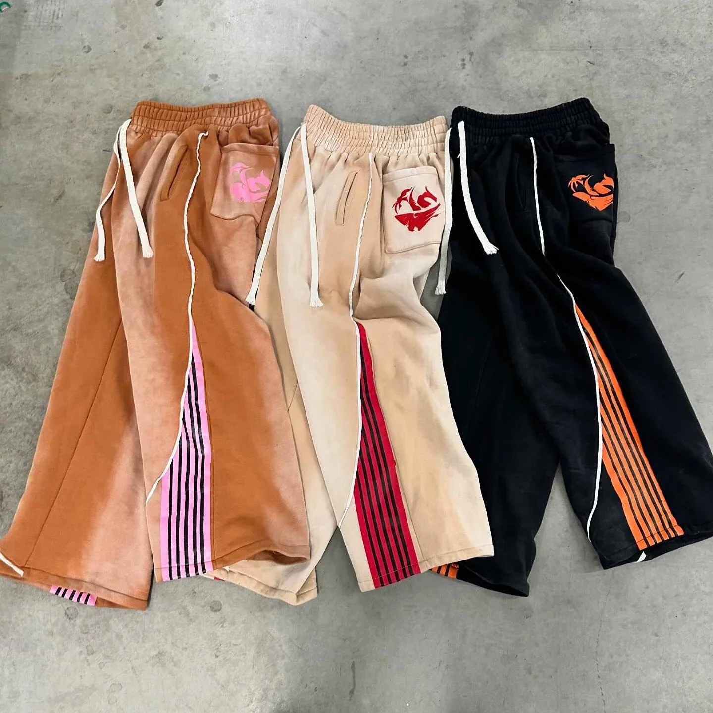 

2025 European hip hop trend jogging pants Y2k American fashion men and women drawstring striped pants oversized work pants stree