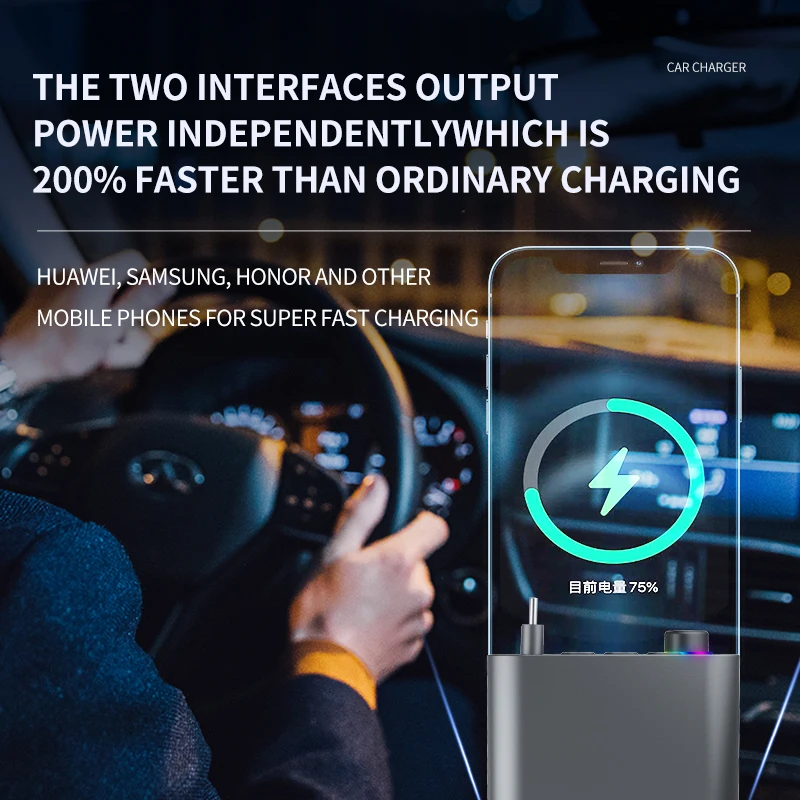 شاحن سيارة Y4 قابل للسحب: شحن سريع (Apple/Huawei) | شاشة ديجيتال + بلوتوث MP3 ومحول سيجار #6