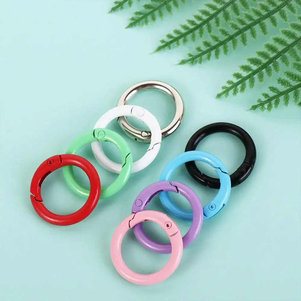 5 Pcs DIY 25mm O Ring Keychain Clips Metal Durable Openable Round Carabiner Colorful Spring Clasp Jewelry