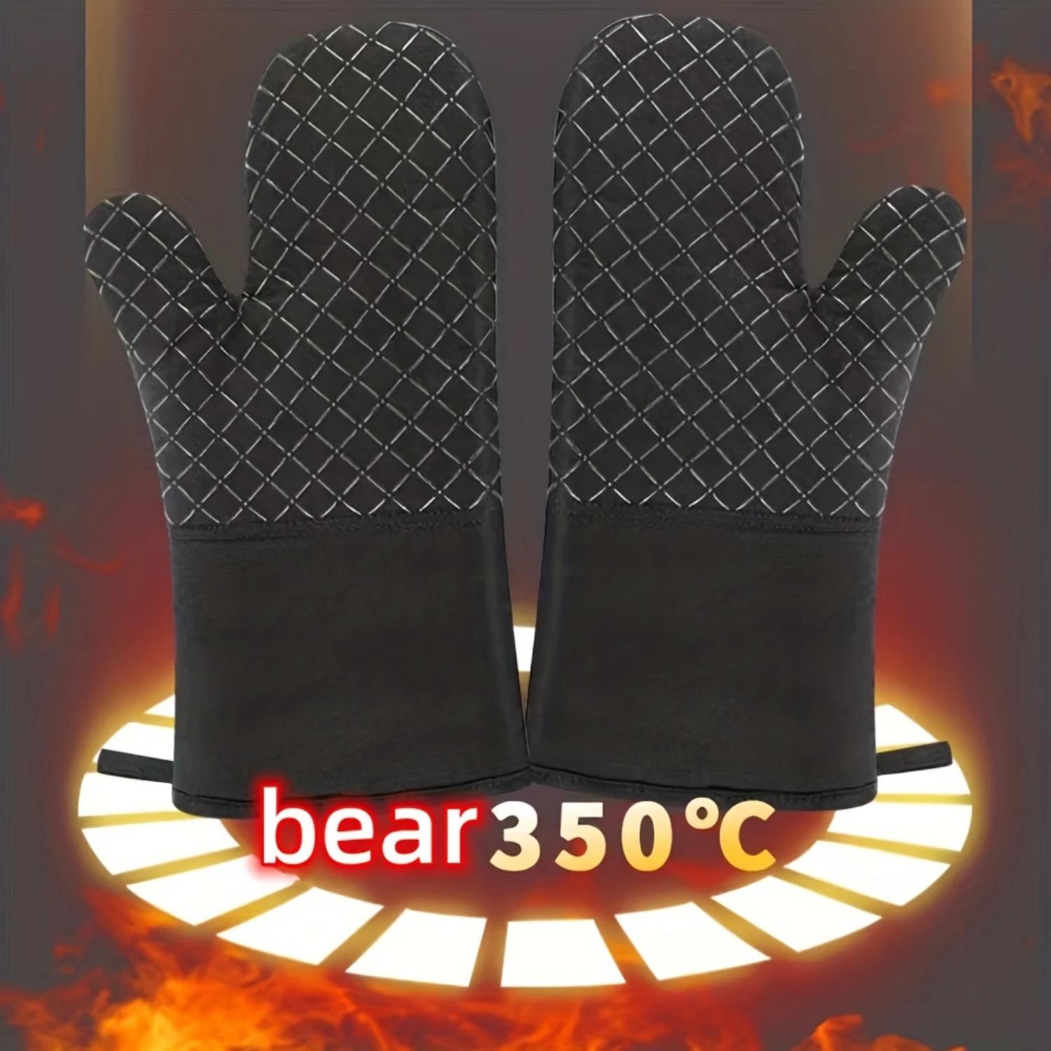 Silicone Oven Mitts And Pot Holder, Thickened Heat Resistant Gloves And Heat Insulation Pad, Non-Slip BPA-Free Oven Mitts For BB