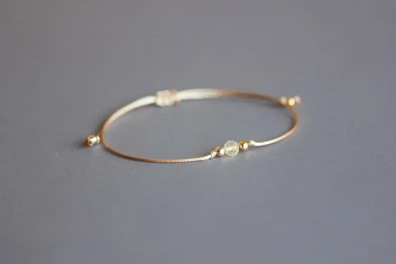 Simple citrine November birthstone bracelet, a gift for girls