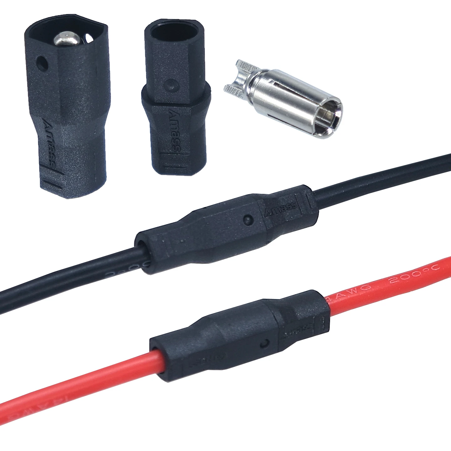 Amass High-Current Male/Female Plug-in Cable Connector SH4.0U-M/F with 14 AWG Silicone-Sheathed Wire for Drone Power Connection